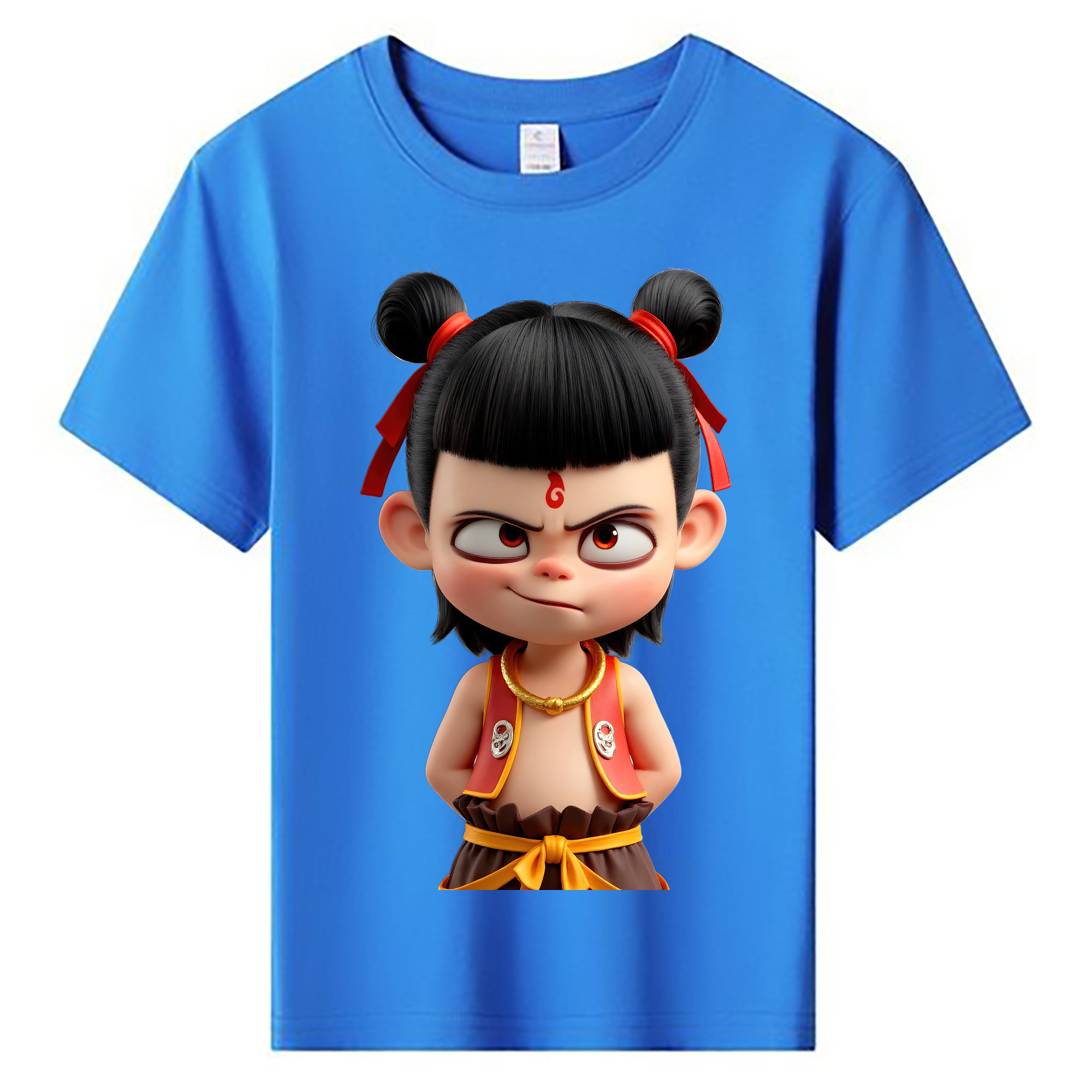 （画像用） Ne Zha 2 ナタ 魔童の大暴れ 綿100％キッズTシャツ（フロントプリント）